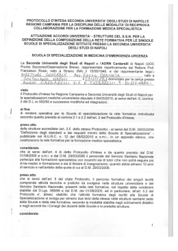 PROTOCOLLO D`INTESA SECONDA UNIVERSITA
