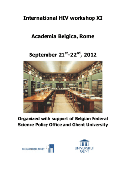 International HIV workshop XI Academia Belgica, Rome September