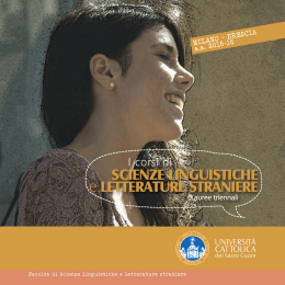 SCIENZE LINGUISTICHE e LETTERATURE STRANIERE