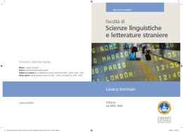 Opuscolo Laurea triennale Scienze linguistiche e Letterature straniere