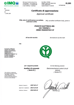 Certificato IMQ - Pizzato Elettrica