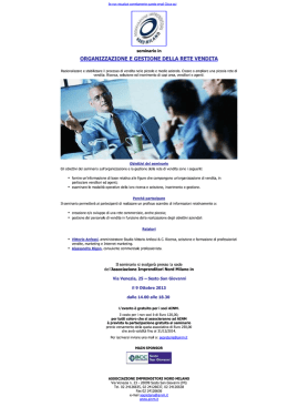 organizzazione e gestione della rete vendita