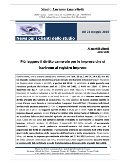 Diritto camerale 2015 più leggero