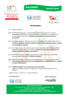 Programma Palermo - Giornata Nazionale per la Lotta alla Trombosi