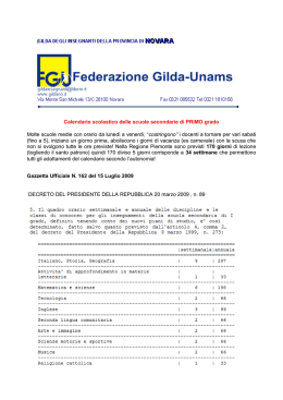 Calendario scolastico delle scuole secondarie di PRIMO grado