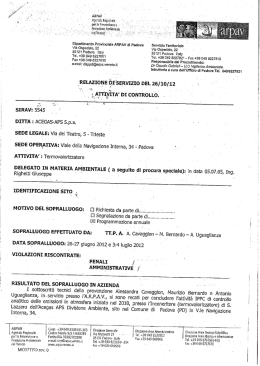 Dipartimento Provinciale ARPAV di Padova Servizio Territoriale I