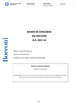 BANDO DI CONCORSO ISU BOCCONI A.A. 2015-16