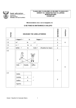 O SE FANE KA MATSHWAO A HALOFO 1.1 k kapa K le l kapa L   2