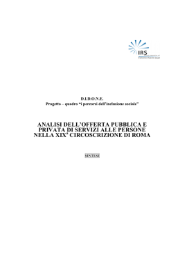 analisi dell`offerta pubblica e privata di servizi alle