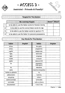 Section 9 - Amicizia! - Friends & Family!