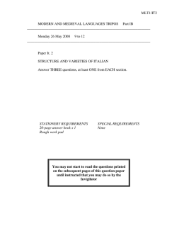 MLT1/IT2 MODERN AND MEDIEVAL LANGUAGES TRIPOS Part IB M