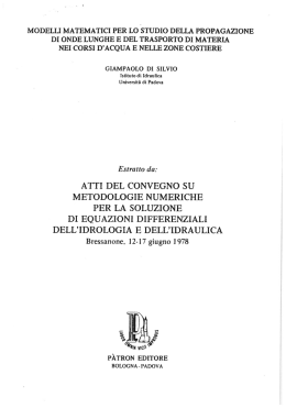 modelli matematici per lo studio della propagazione di onde lunghe
