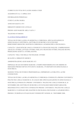 curriculum vitae di claudia maria curzi aggiornato al 13 aprile 2015