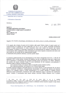 Parere CNDCEC in materia di domiciliazione del cliente irreperibile