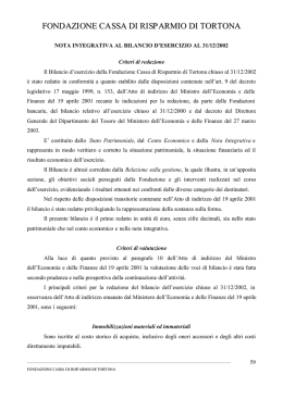 Nota Integrativa - Fondazione Cassa di Risparmio di Tortona