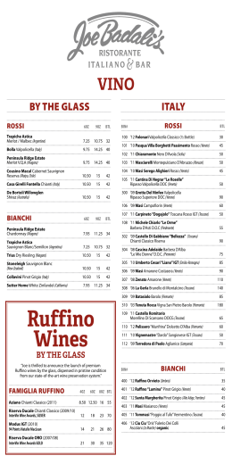 Ruffino Wines by the Glass