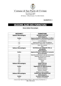 Elenco Settori Merceologici - Comune di San Paolo di Civitate