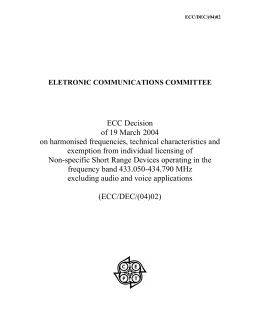 ECC Decision of 19 March 2004 on harmonised frequencies