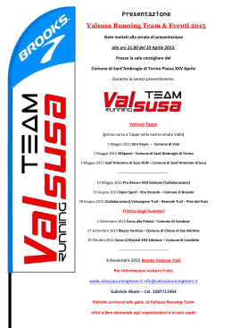 Presentazione Valsusa Running Team & Eventi 2015
