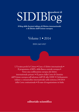 Volume 1 • 2014 - SIDI – Società Italiana di Diritto Internazionale e