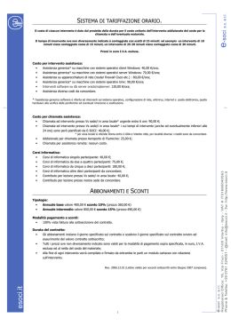 SISTEMA DI TARIFFAZIONE ORARIO. ABBONAMENTI E