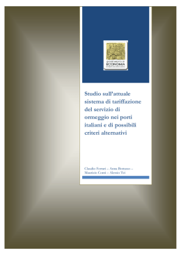 Studio sull`attuale sistema di tariffazione del servizio di
