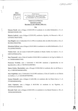 Simona Fiordi. nata a Foligno il ﬂ3.&Ugrave;9.19?6 ivi residente in via