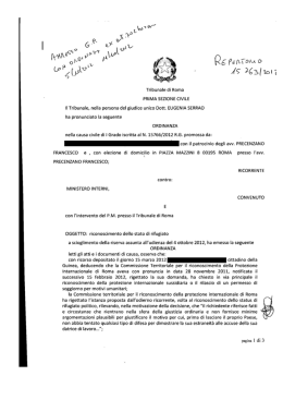 Tribunale di Roma PRIMA SEZIONE CIVILE