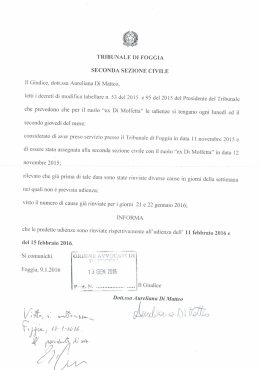 TRIBUNALE DI FOGGIA SECONDA SEZIONE CIVILE