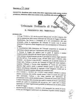 Modifiche tabelle 2014-2016 e comunicazione Tribunale di