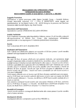 regolamento dell`operazione a premi