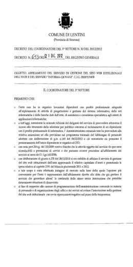 affidamento del servizio di gestione del sito web istituzionale dell
