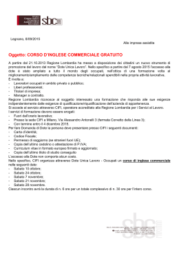 Oggetto: CORSO D`INGLESE COMMERCIALE GRATUITO