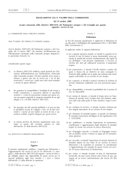 Regolamento (CE) n. 976/2009 della Commissione, del 19 ottobre