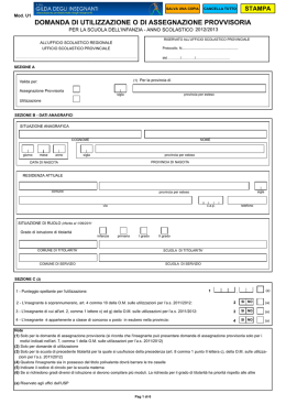 DOMANDA DI UTILIZZAZIONE O DI ASSEGNAZIONE