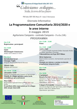 La Programmazione Comunitaria 2014/2020 e le aree