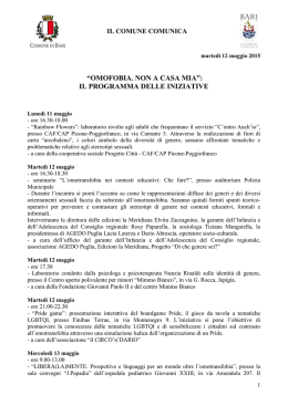 &ldquo;OMOFOBIA. NON A CASA MIA&rdquo;: IL PROGRAMMA