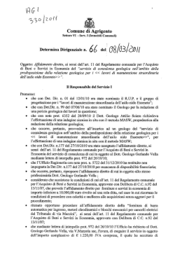 Affidamento diretto, ai sensi dell`art.11 del Regolamento comunale