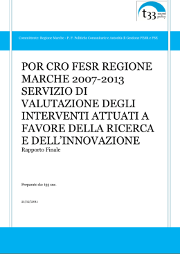 Valutazione degli interventi attuati a favore della