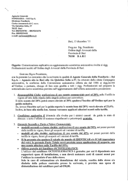 Aggiornamento scontistica assicurativa rivolta agli iscritti all`Ordine