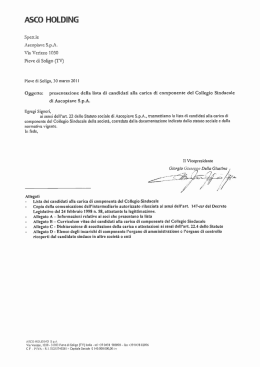 Lista dei candidati alla carica di Sindaco