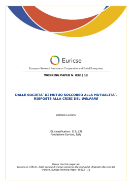dalle societa` di mutuo soccorso alla mutualita