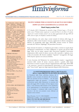 NUOVE NORME PER LE SOCIET&Agrave; DI MUTUO SOCCORSO