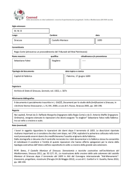 M. M. B Siracusa Castello Maniace 1699 Regia Corte