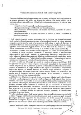 Verbale di incontro in materia di fondi sanitari integrativi Premesso