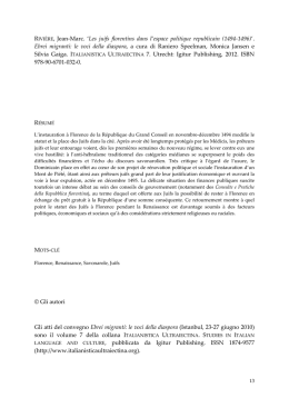 les juifs florentins dans l`espace politique republicain