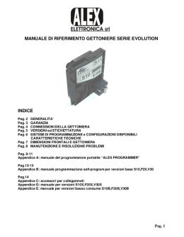 MANUALE DI RIFERIMENTO GETTONIERE SERIE EVOLUTION