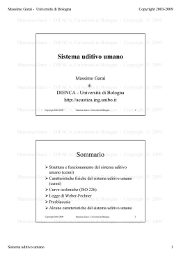 Sistema uditivo umano Sommario