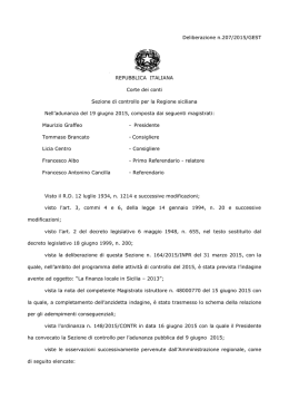 Delibera n. 207/2015/GEST