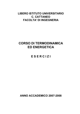 CORSO DI TERMODINAMICA ED ENERGETICA